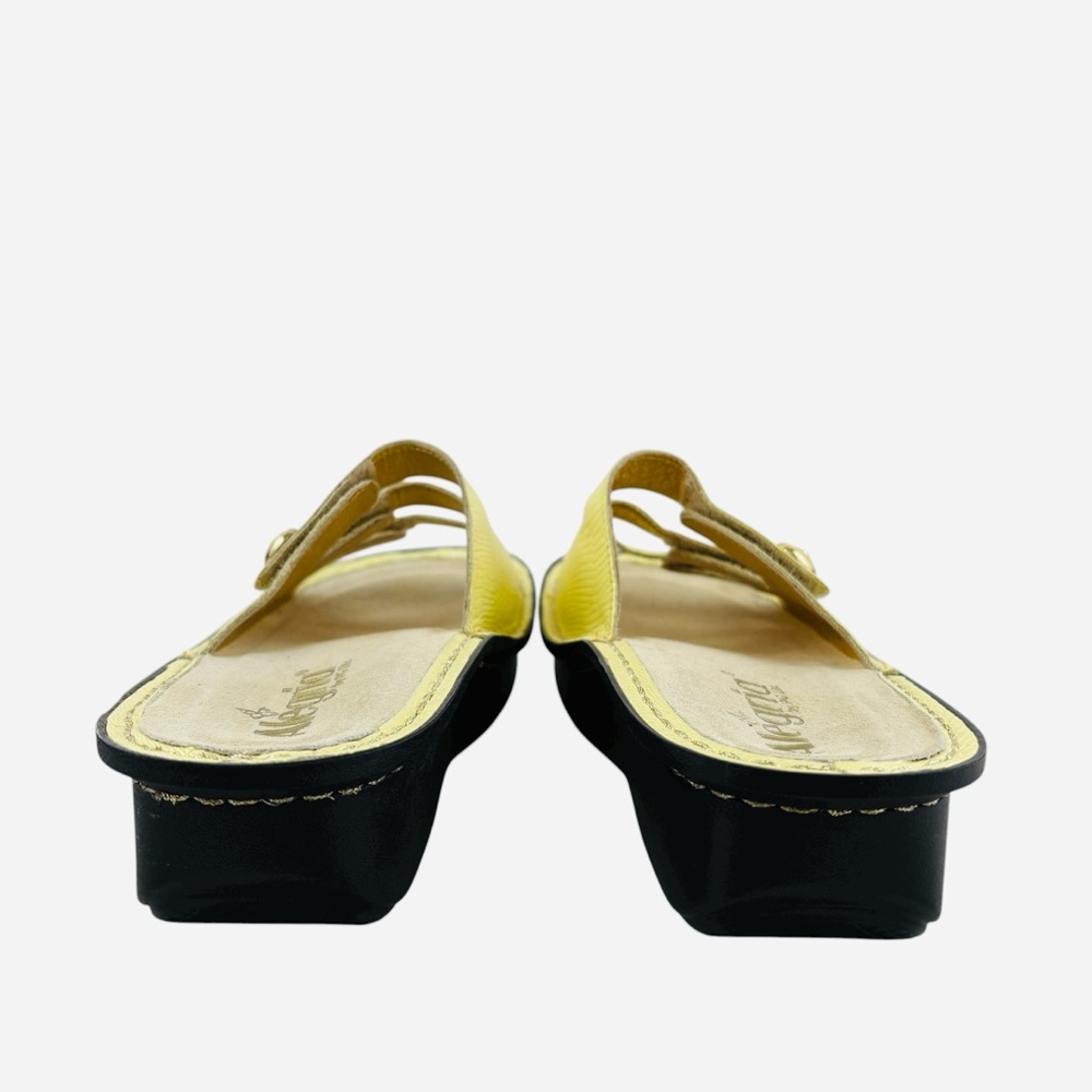 Alegria Fiona Soft Yellow Leather Iridescent Comfort Slip On Sandals 38 - Picture 3 of 10